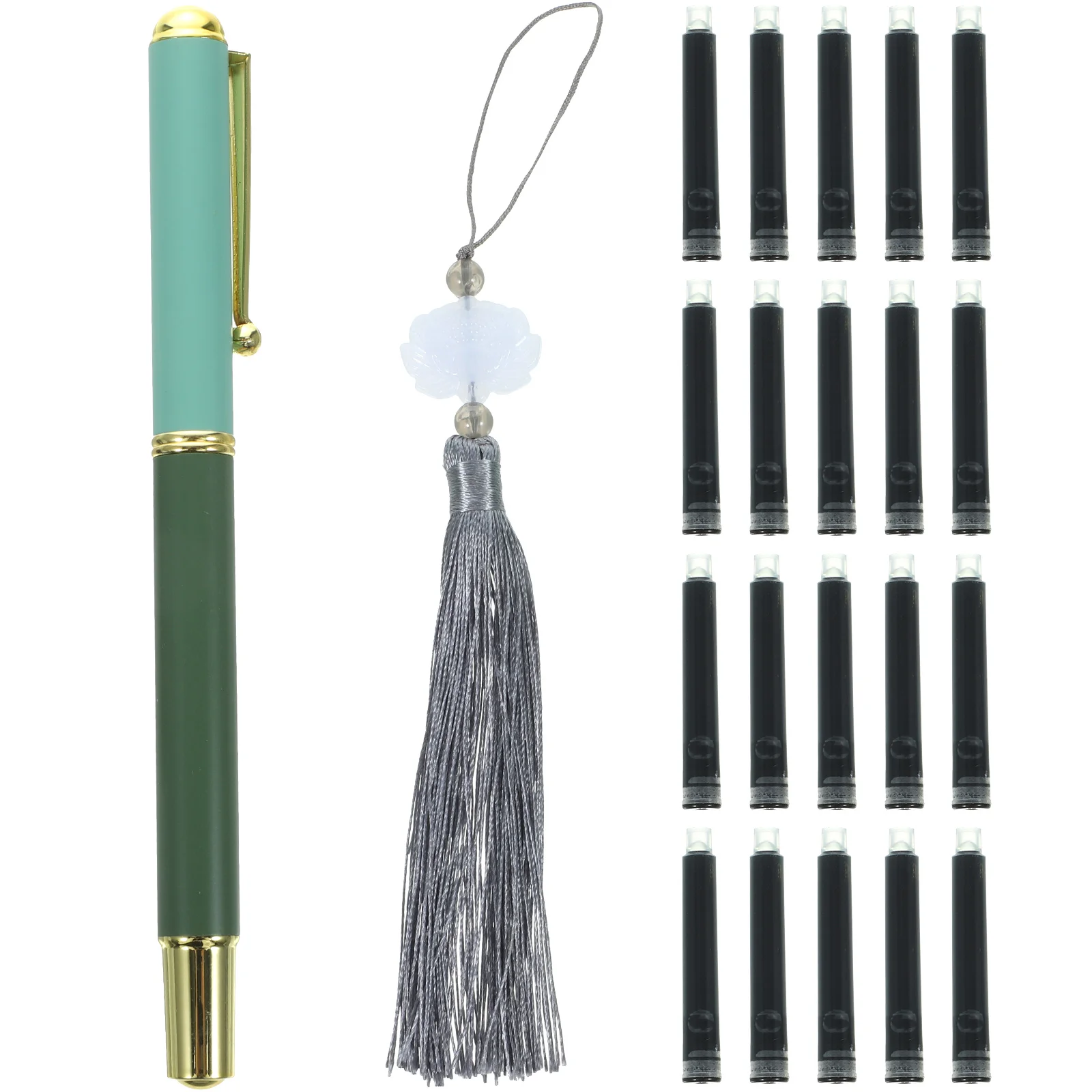 

1Set Steel Brush Pen Durable Metal Body Soft Tip Smooth Writing Calligraphy Pen Refillable Fountain Brush for Watercolor Art and