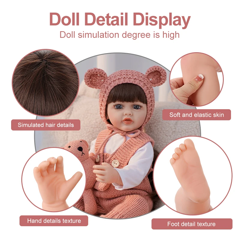 22 inch Creative Rebirth Doll Set, Newborn Baby Doll, Simulation Doll with Accessories, Birthday Gift, Christmas Gift