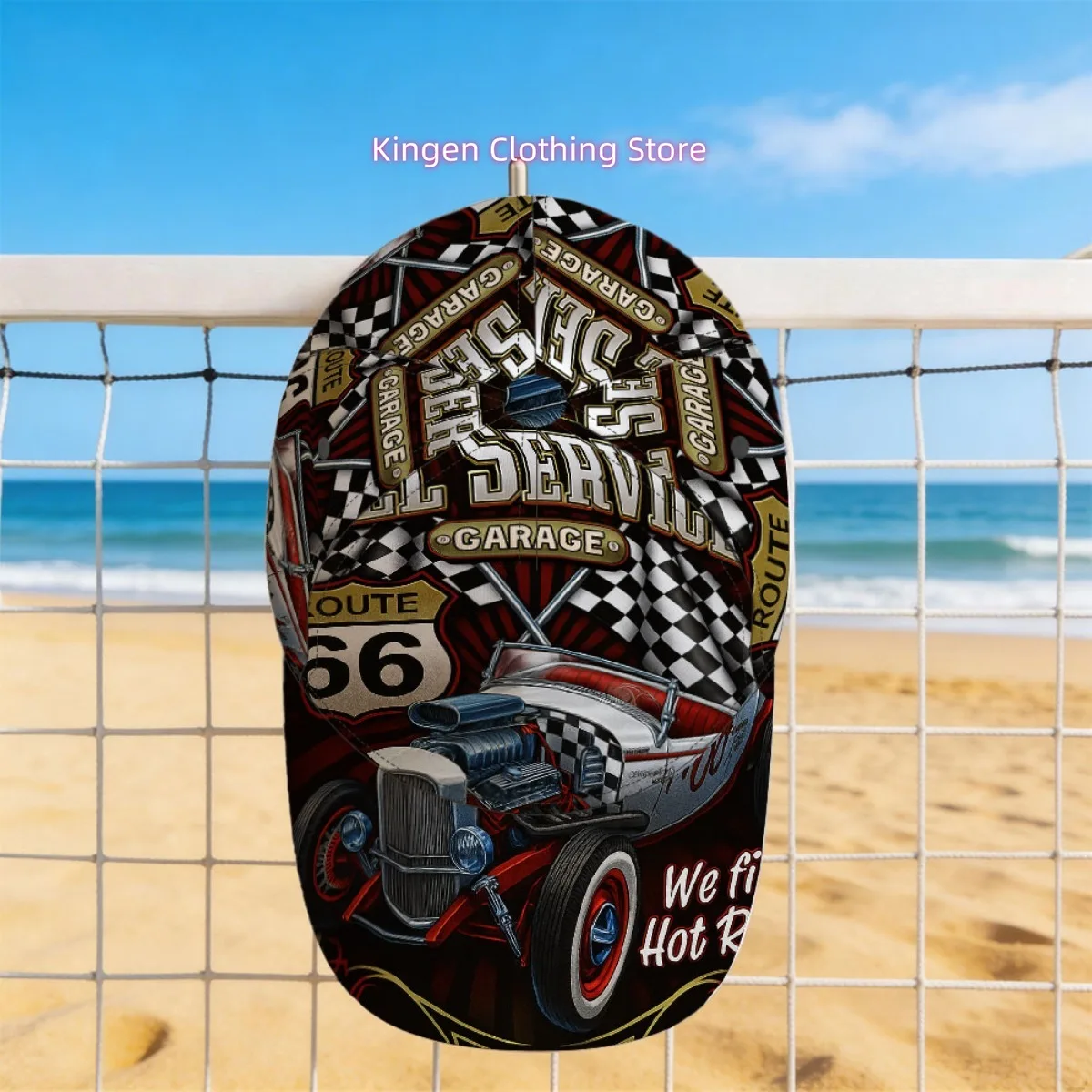 1pc of a Lightweight Adjustable Snapback Cap Featuring a Vibrant Hot Rod Garage Service Print, Perfect for Street Style And Outd