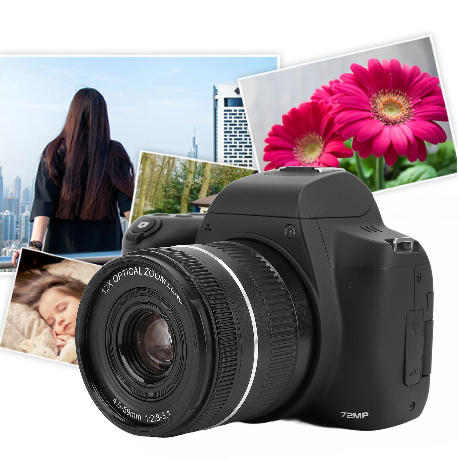 

Digital Zoom Camera Image Stabilization Digital Camera 12x Digital Zoom Slow Motion Out 3 Inch Screen for Photography