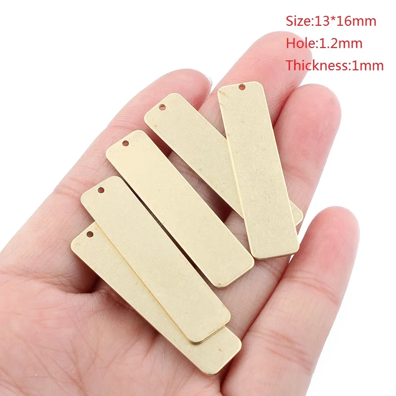 10pcs Raw Brass Rectangle Charms for DIY Jewellery Making