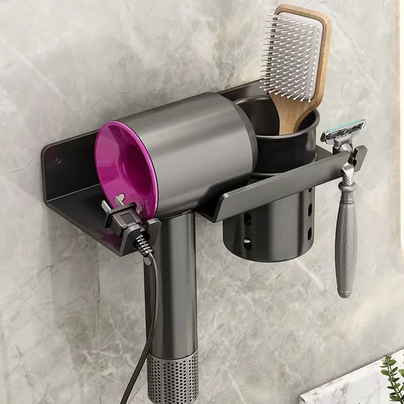 

Wall Mounted Hair Dryer Holder Straightener Organizer Rack Bathroom Shelves Blower Storage Shelf Bathroom Products