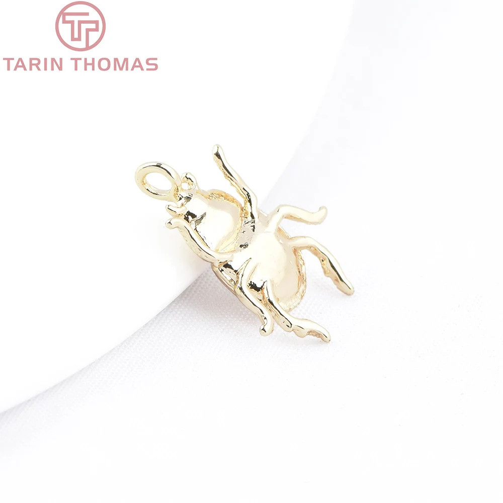 (9756) 6PCS 13x16.5MM 24K Gold Color Brass Insect Beetle Shaped Pendants High Quality DIY Jewelry Making Findings Accessories view 3