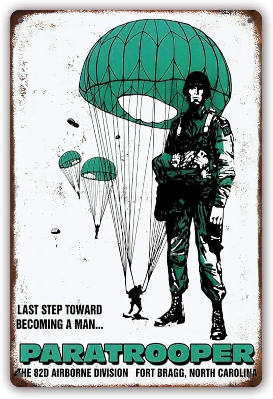Vintage Tin Sign 82nd Airborne Division Recruitment Poster Photo US Army Recruiter Paratrooper Art Decoration Retro Metal Pos