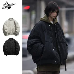 Parka isolada folgado para homens e mulheres, Parka leve, jaqueta de pão vintage, casaco acolchoado grosso, casacos de casal, rua alta, inverno