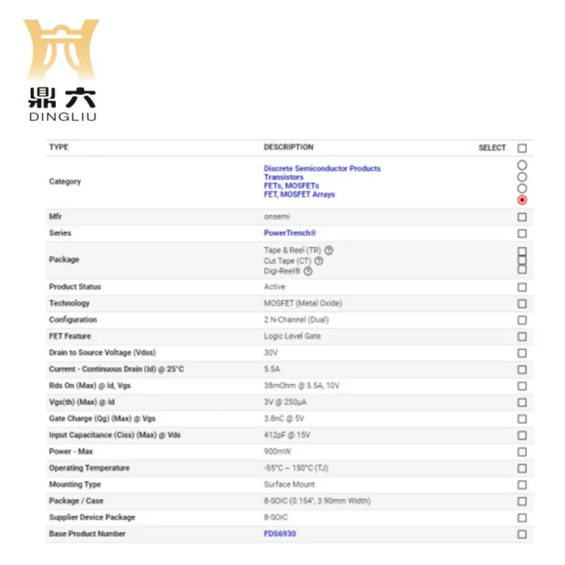 FDS6930B MOSFET 2N-CH 30V 5.5A 8SOIC FDS6930B transistores
