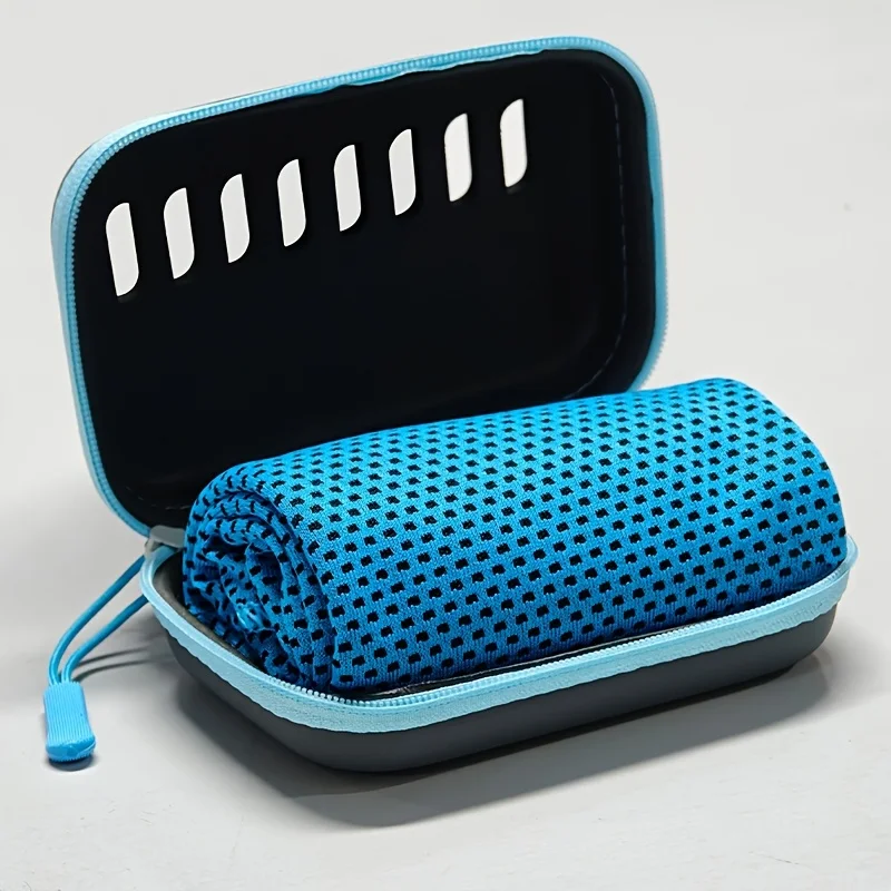 قطعة واحدة من من منشفة رياضية سريعة الجفاف وحساسة للبرد مع صندوق تخزين - خفيفة الوزن ومحمولة وقابلة للغسل في الغسالة، مناسبة للتخييم #3