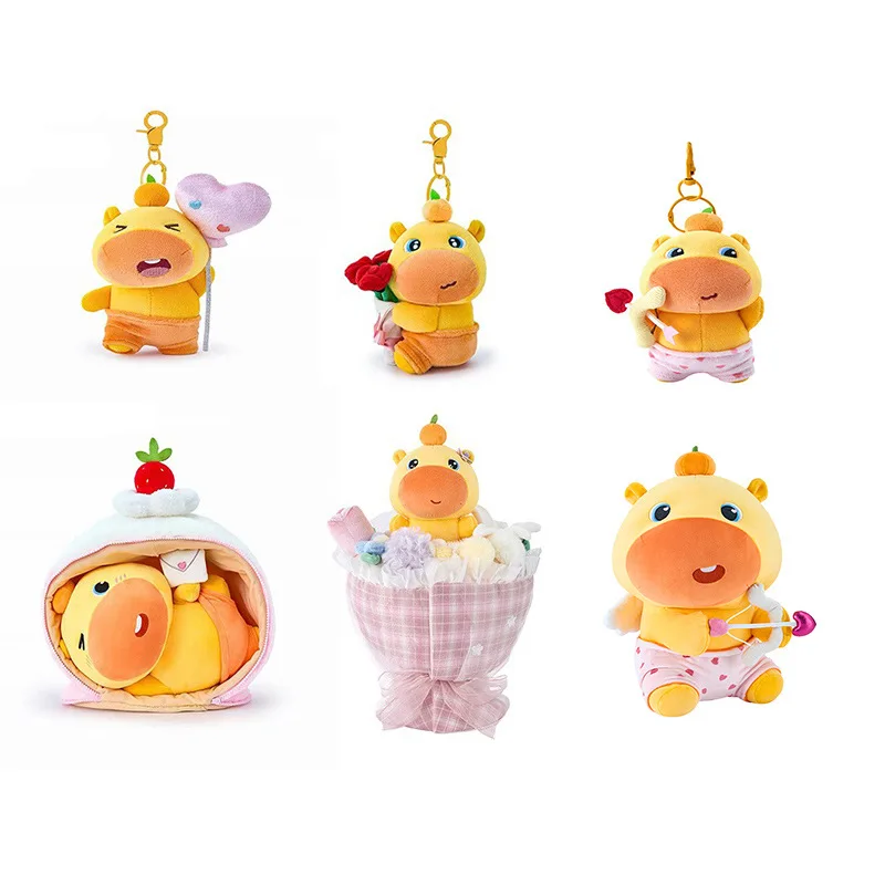 Authentic Capybara Lulu Plush Toys Kawaii Lulu Stuffed Doll Keychain Backpack Pendant Sweet Valentine Gift Bouquet Holiday Gifts