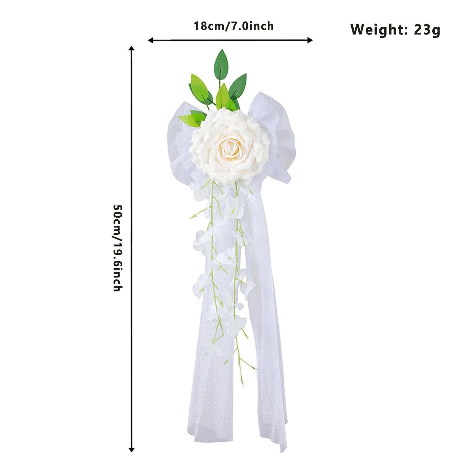 Artificial Flowers Wedding Car Decorations Realistic Faux Flowers with Ribbons for Pew Chair Ceremony Party Supplies view 4