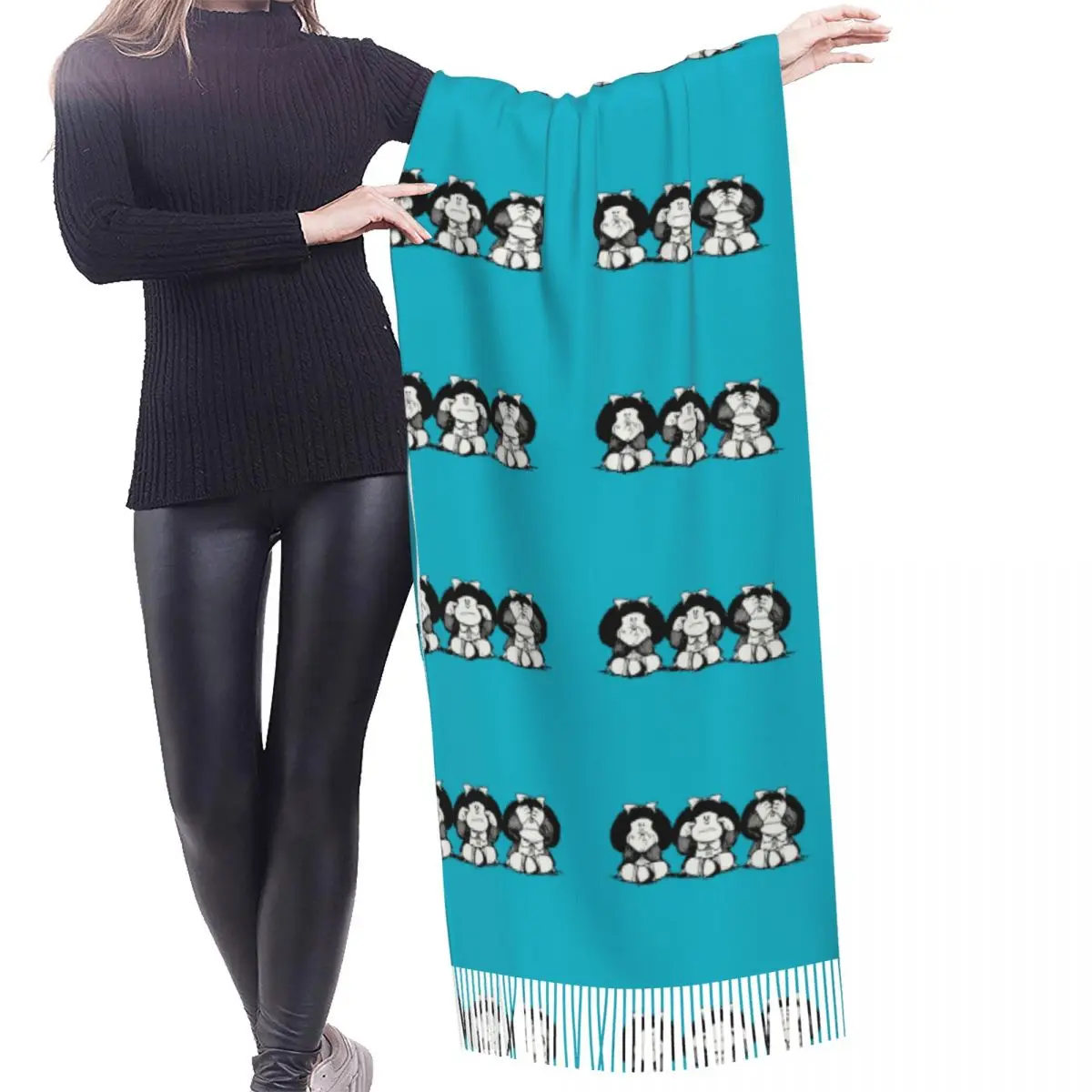 Customized Print Humor Mafalda Scarf Women Men Winter Warm Scarves Cartoon Manga Quino Fashion Versatile Female Shawl Wrap