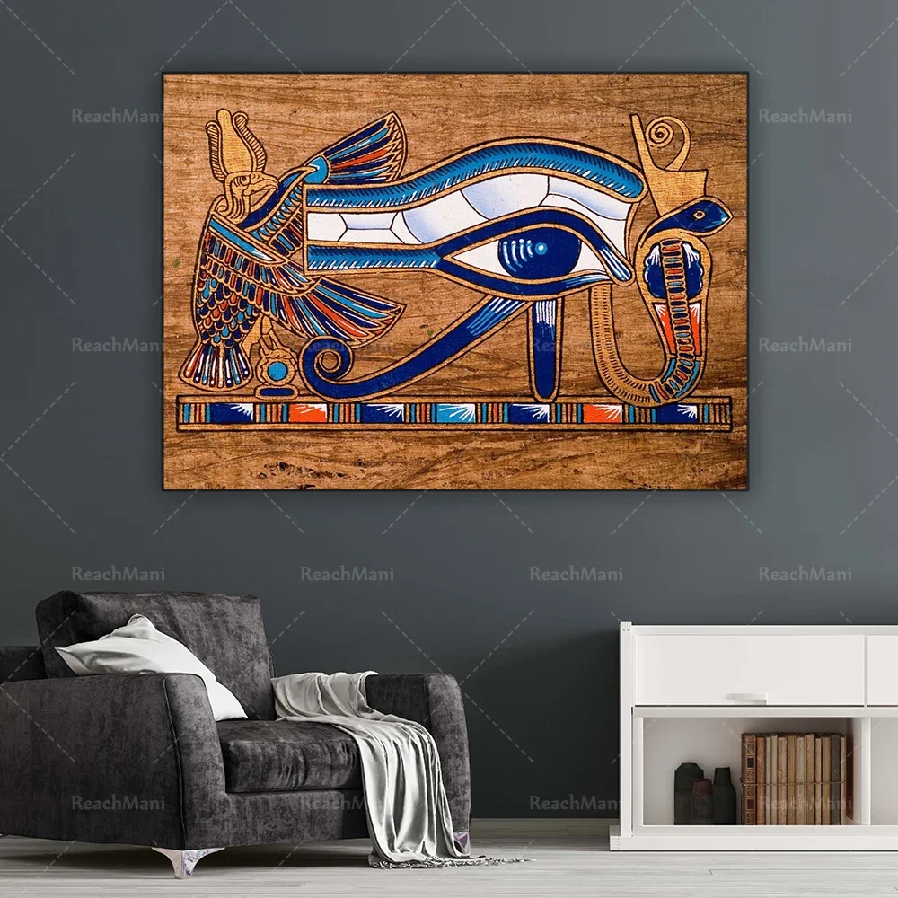 Egyptian murals, Queen Nefertari Horus and Ra canvas prints, Egyptian ethnicity, ancient Egyptian pharaohs, contemporary modern