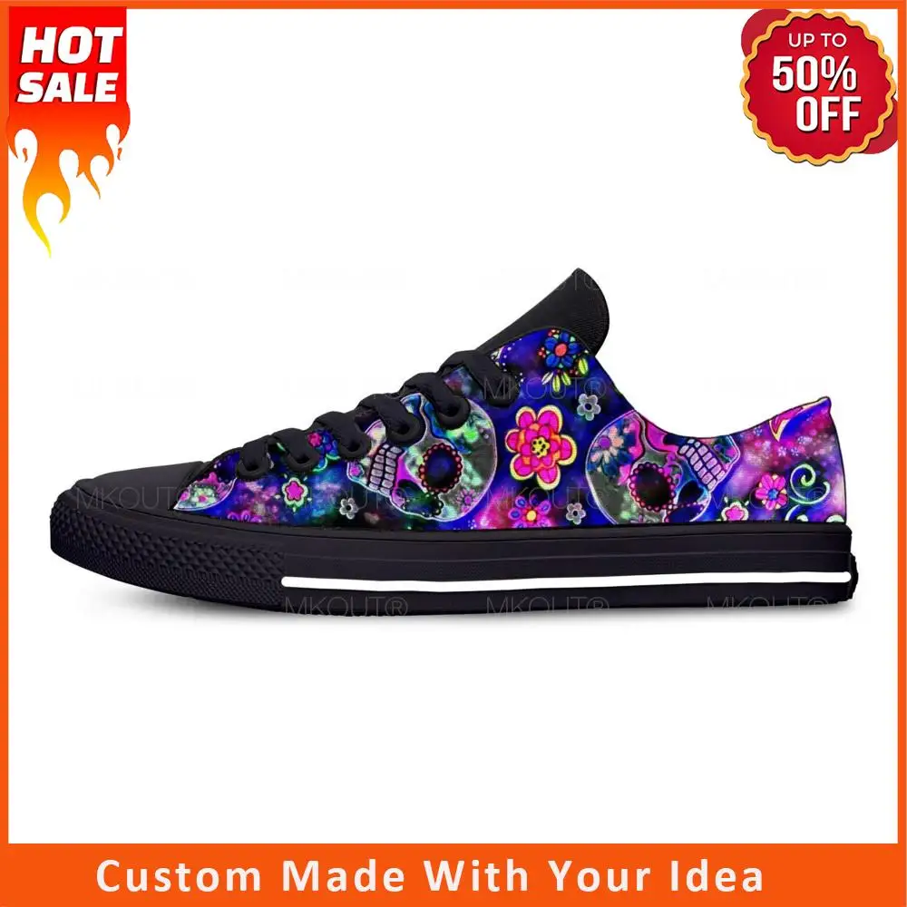 SKull Skeleton PAisley Horror Halloween Aesthetic Casual Cloth Shoes Low Top Lightweight Breathable 3D Print Men Women Sneakers