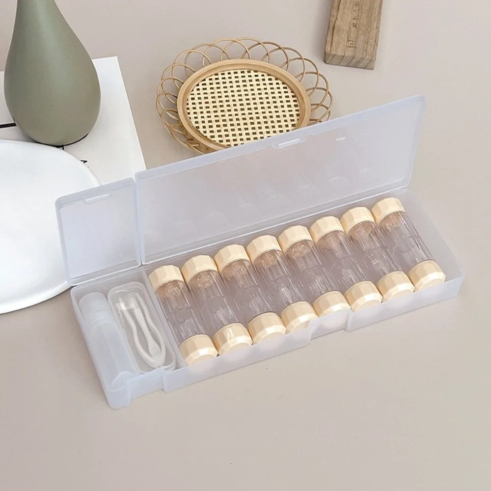 8 أزواج المحمولة عدسات لاصقة حامل الصندوق واضح تصميم صغير العدسات اللاصقة نقع حقيبة للتخزين دائم 7 ألوان RGP عدسة الحاويات #4