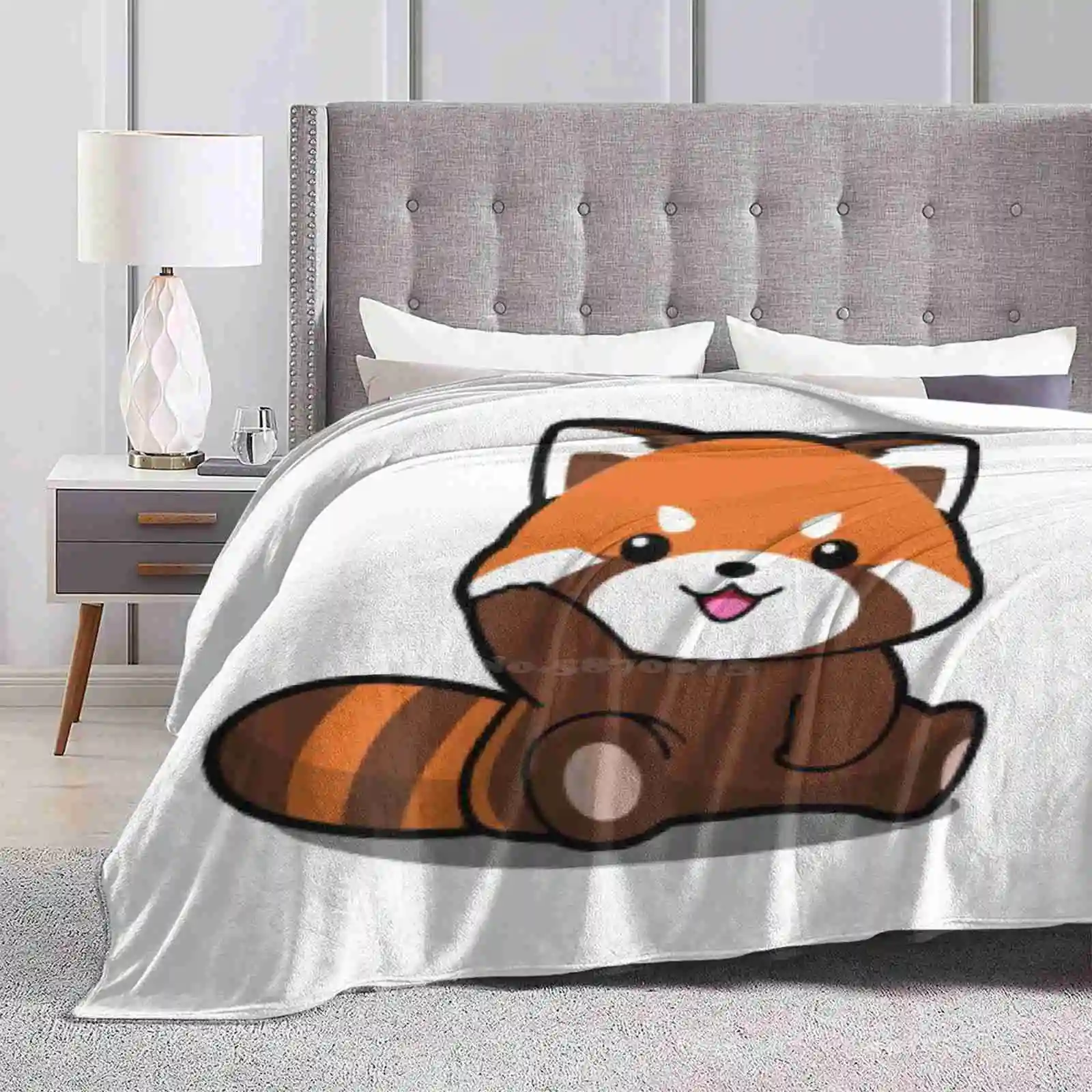 Red Cute Panda. Hot Sale Printing High Qiality Warm Flannel Blanket Teens Teenager Young Trendy Fashion Red Panda Rouge Petit