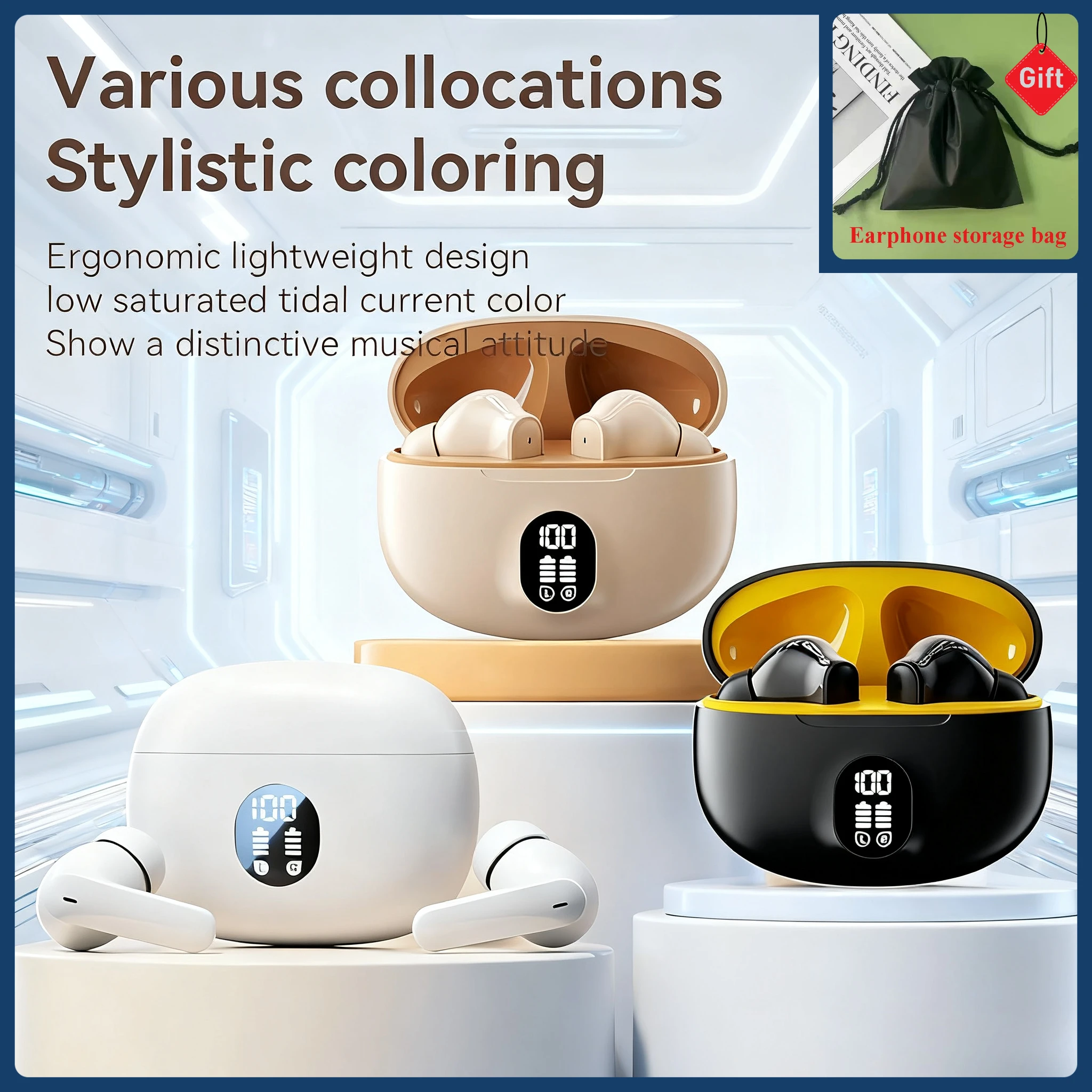 Original Bluetooth Earphone Excellent HIFI Quality TWS Wireless Earbud Smart LED Display Touch Control For Realme Xiaomi Headset