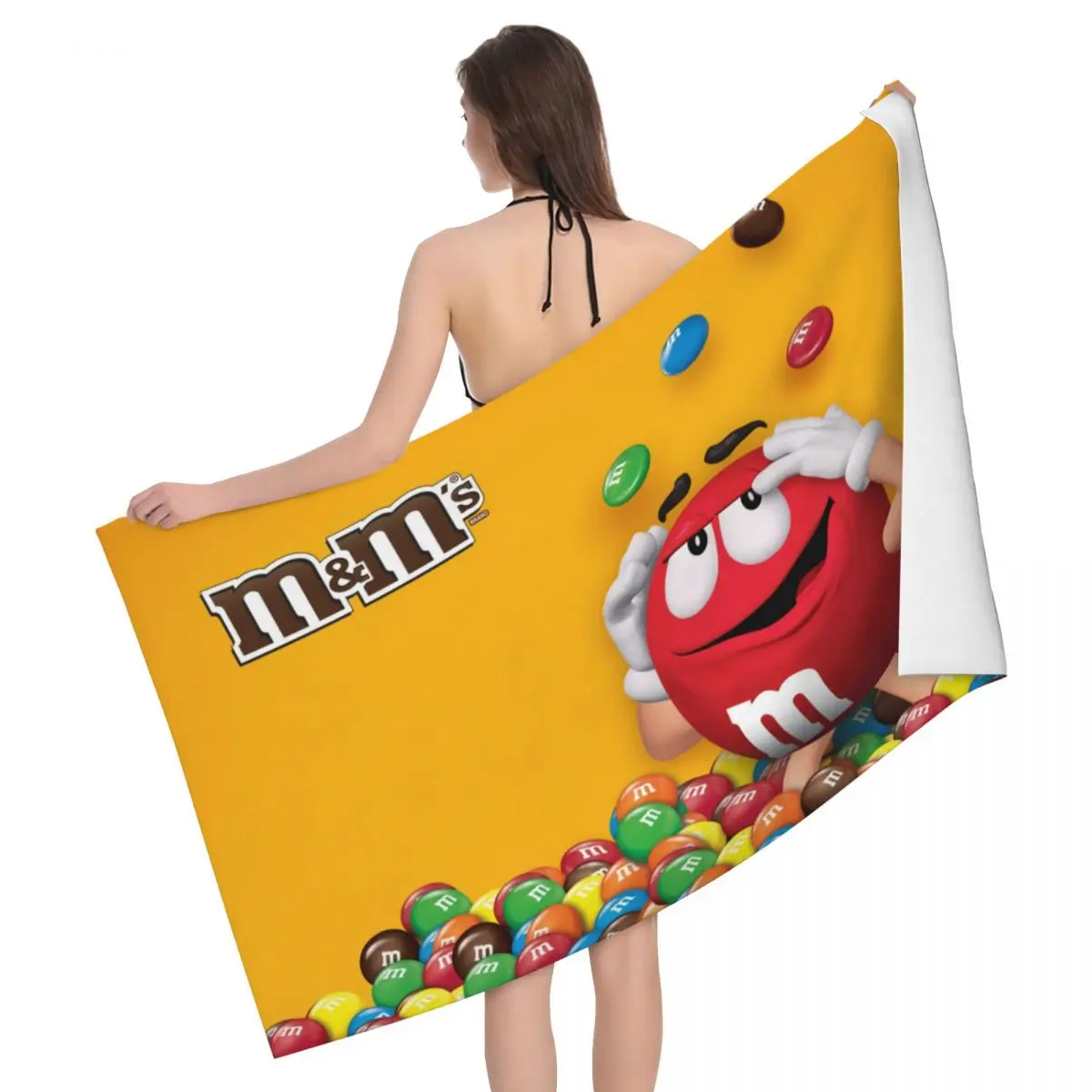 

Funny M&M's Emoticons Beach Towel Quick Drying Candy Chocolate Super Soft Microfiber Pool Sauna Towels