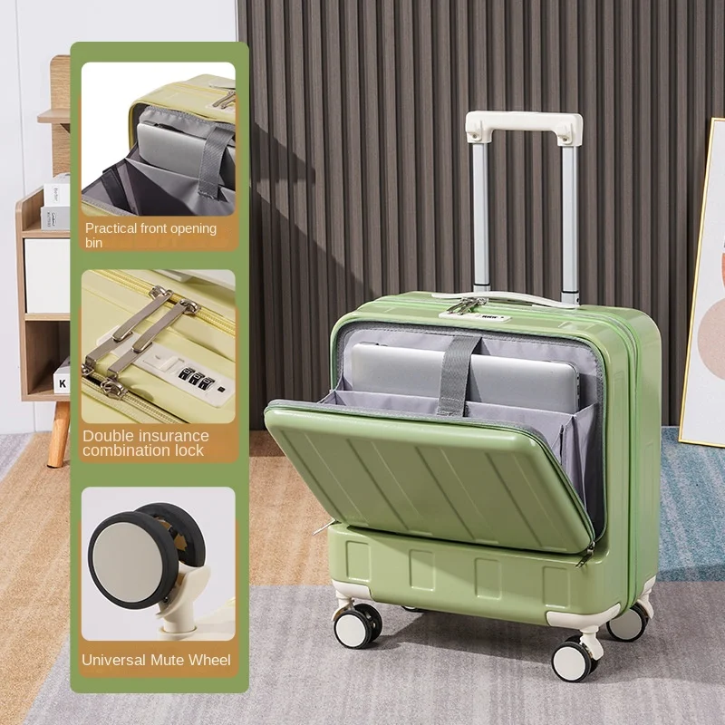 Nieuwe Voorste Opening Kleine Koffer Multifunctionele Bagage 18 ''Pc Boarding Case Koffer Set Verdikte Trolley Case Oplaadbaar