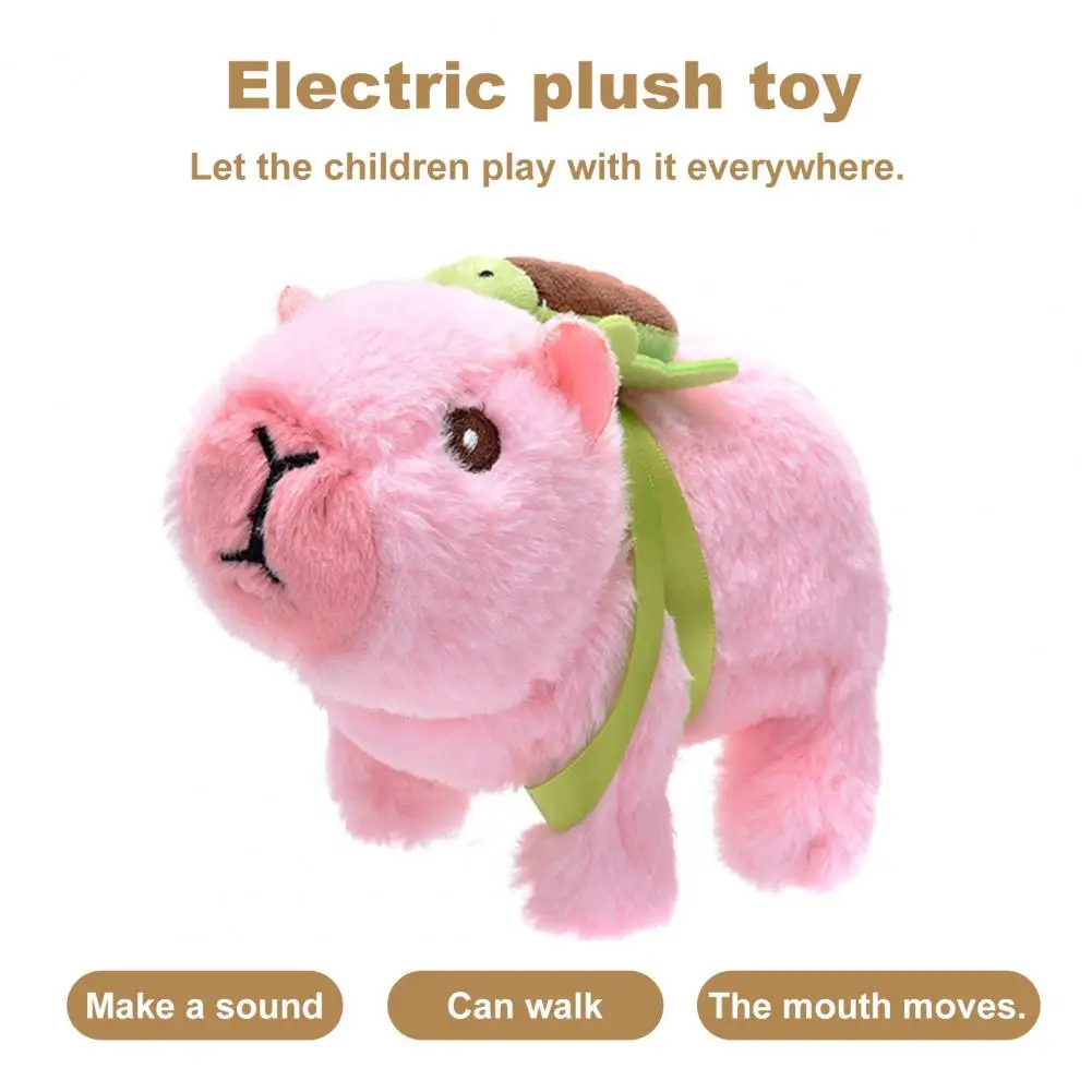 Capybara eléctrico de felpa para niños y niñas, juguete de tortuga con sonido, boca móvil