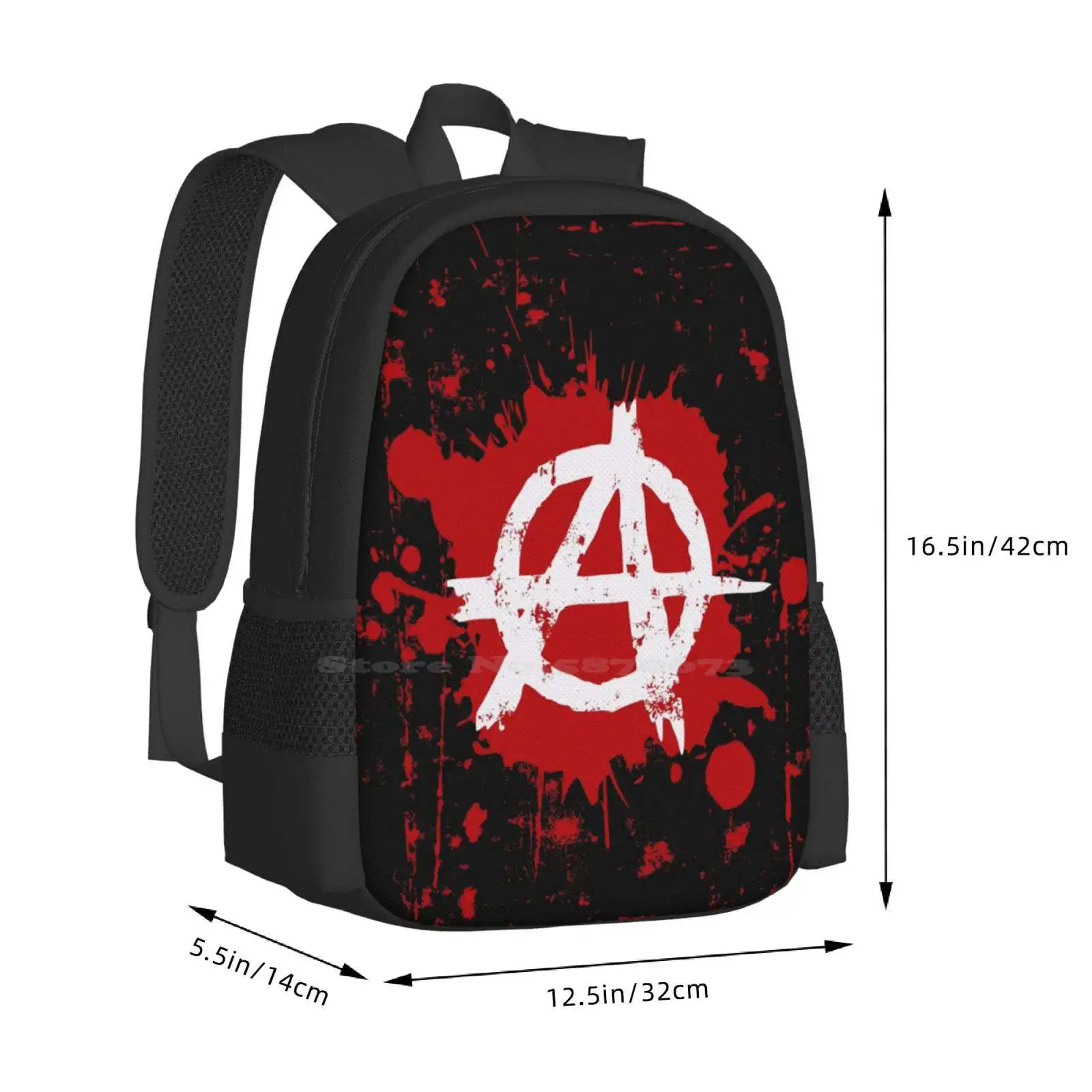 Anarchy Pattern Design Bagpack School Bags Anarchy Punks And Roll Rebellion Gothic Blood Squat