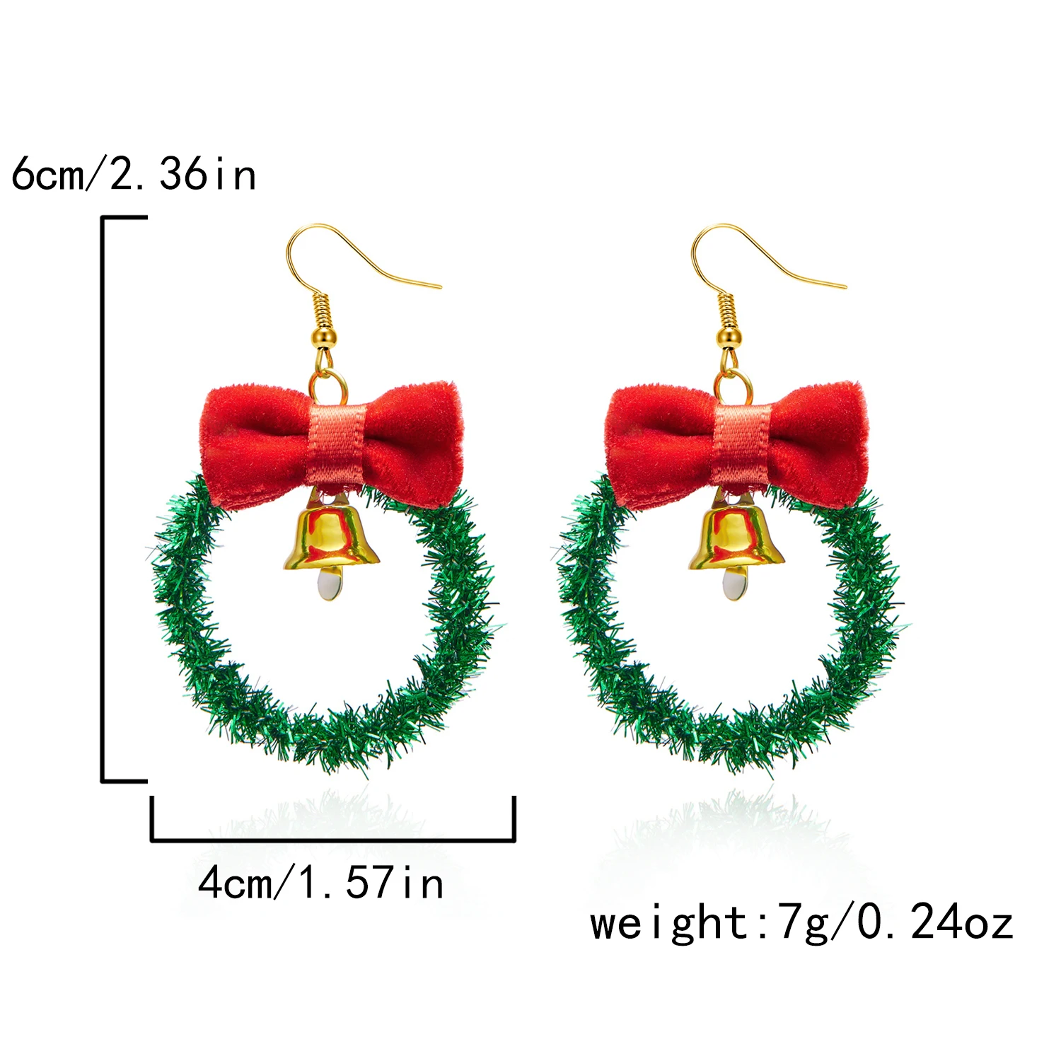 Kreative Grüne Farbe Weihnachten Girlande Bogen Glocke Anhänger Ohrringe für Frauen Mode Weihnachten Baum Ohrringe Neue Jahr Ohr Schmuck Geschenk – Detail 4
