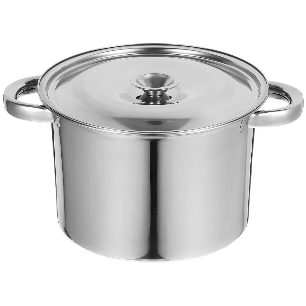 

18 Cm Double Handle Soup Pot Stainless Steel Stock Pot With Lid For Induction Cooking Stew Boiling Kitchen Cookware Chili