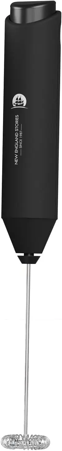 عصا رغوة الحليب الصغيرة التي تعمل بالبطارية مع خفاقة من الفولاذ المقاوم للصدأ - أسود