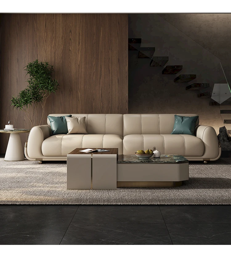 minimalist leather sofa living room size modern light luxury straight row