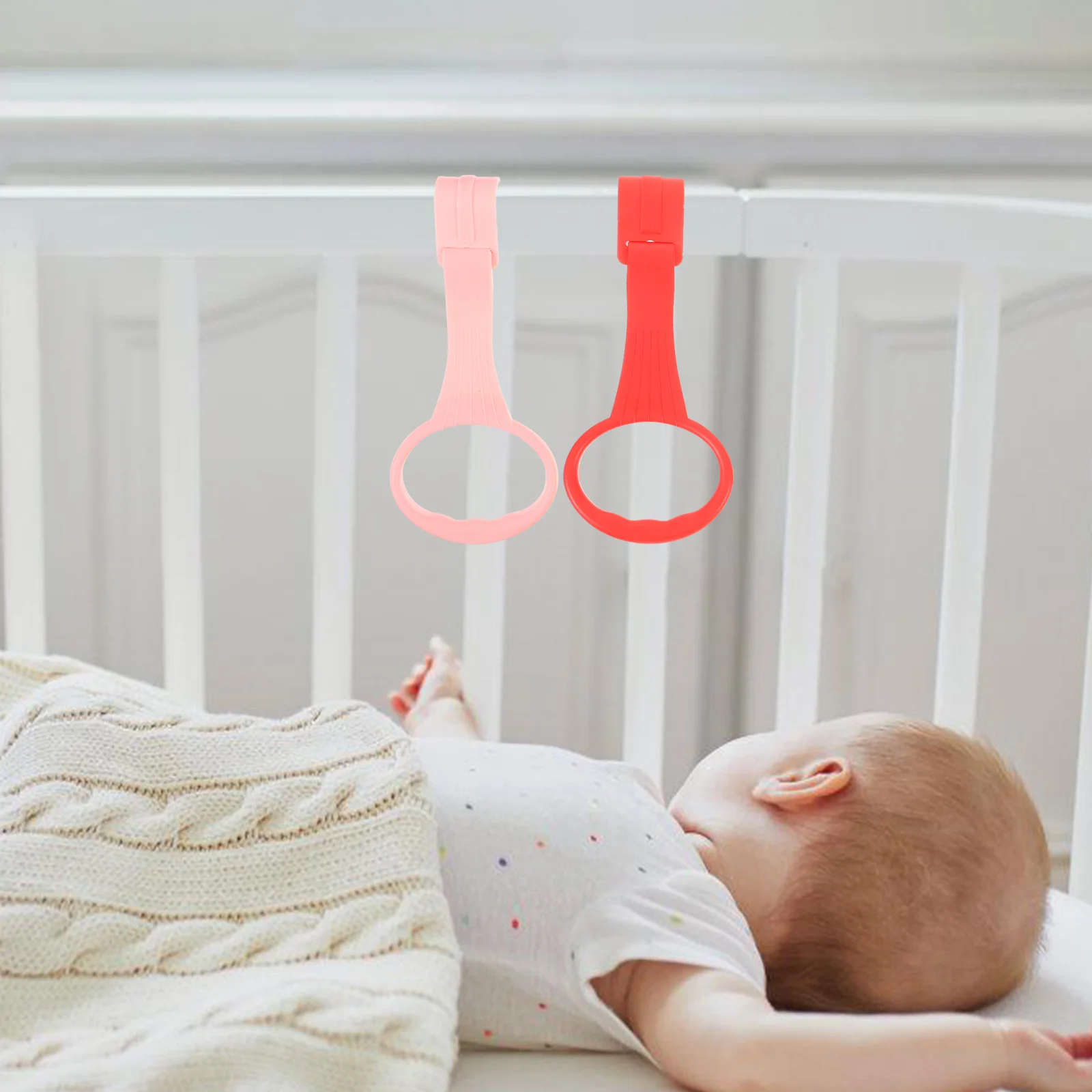 4Pcs Baby Bed Pull Rings Rounded Edges Safe for Hands Easy to Carry Travel Friendly Crib Stand Ring Toddler