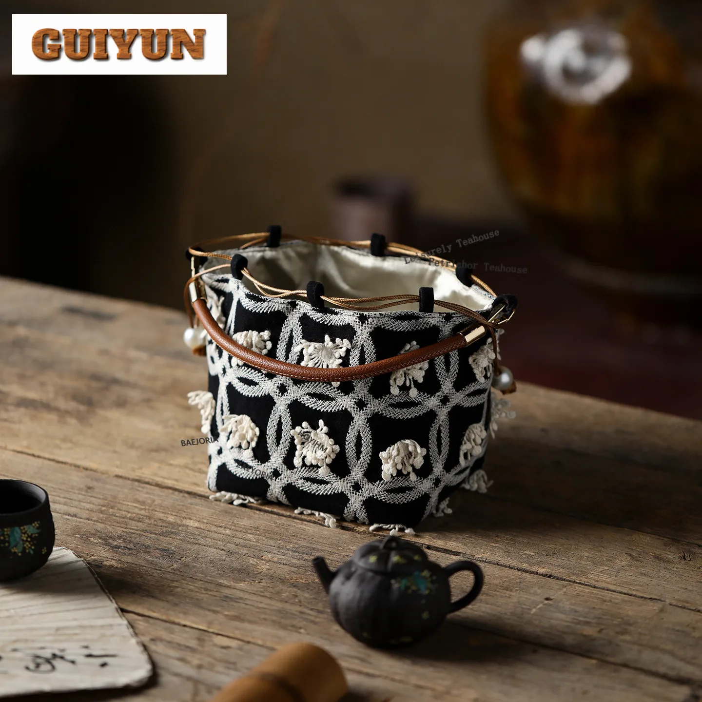 Cotton And Linen Embroidery Beaded Tea Cozies Vintage Tea Cozy For Teapot Portable Bag Travel Tea Set Bag Teaset Supplies Craft