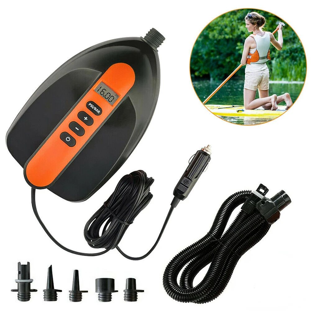 20 PSI Doul Stage Electric Air Pump High Pressure Outdoor Paddle Board Pump for SUP Kayak Air Beds 12V 110W Inflatable Pump