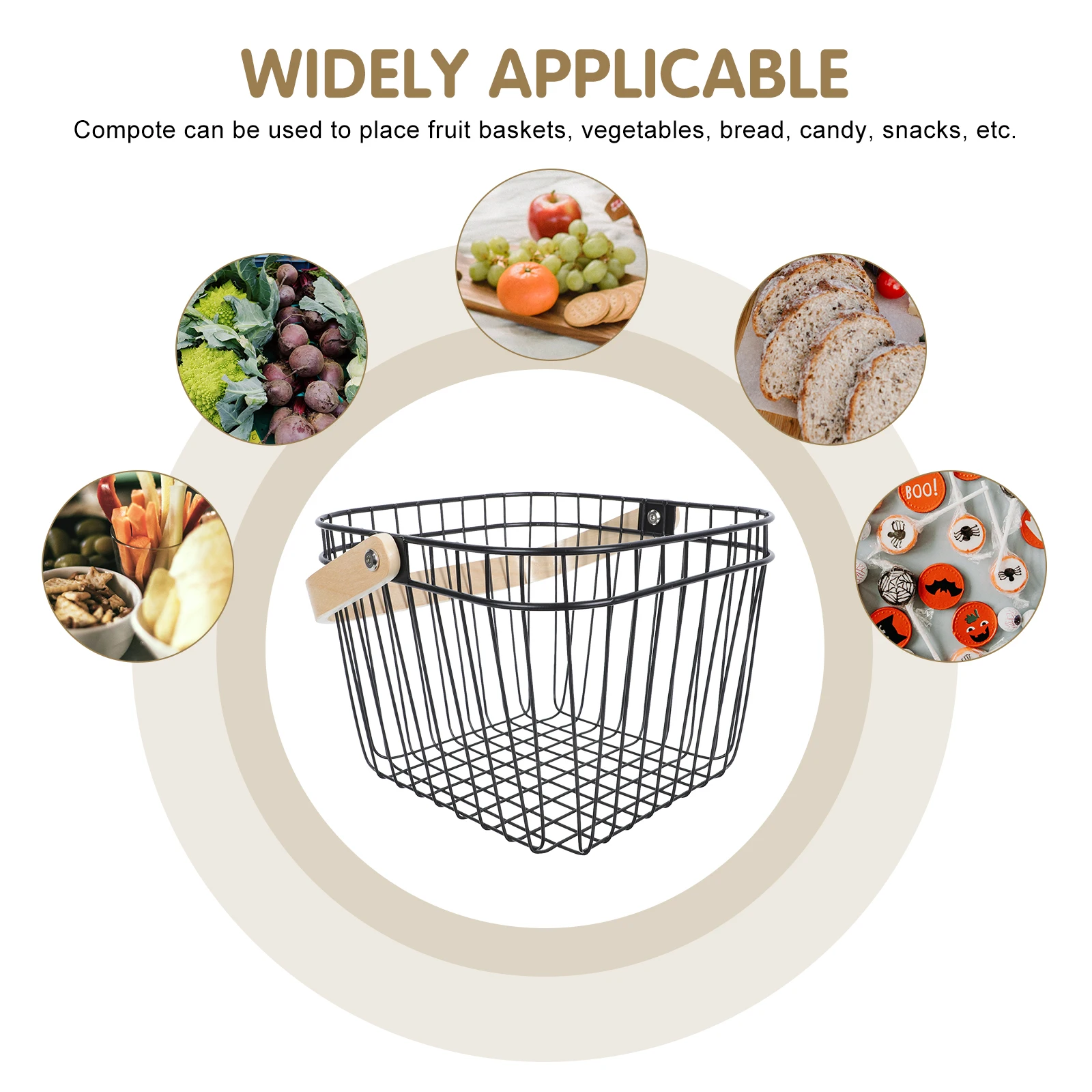 

1Pcs Hollow Design Iron Basket Food Storage Creative Fruit Vegetable Snack Serving Basket Food Container