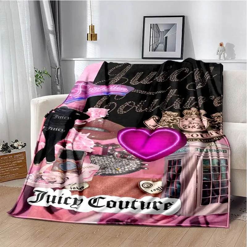 Manta Juicy-Couture con diseño de corona rosa para niños, manta súper suave para viajes, sofá, cama, picnic, manta de franela, regalo de cumpleaños, 1 ud.