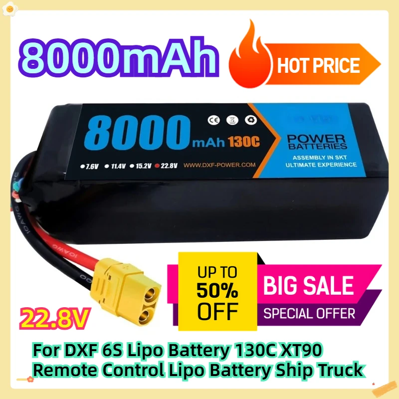 

8000mAh 22.8V For DXF 6S Lipo Battery 130C XT90 Remote Control Lipo Battery Ship Truck