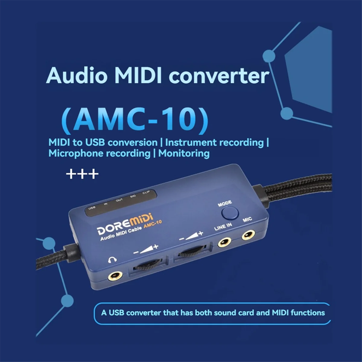 

2025+-10 USB-аудиокабель MIDI-конвертер, двухфункциональная звуковая карта и интерфейс MIDI Plug and Play