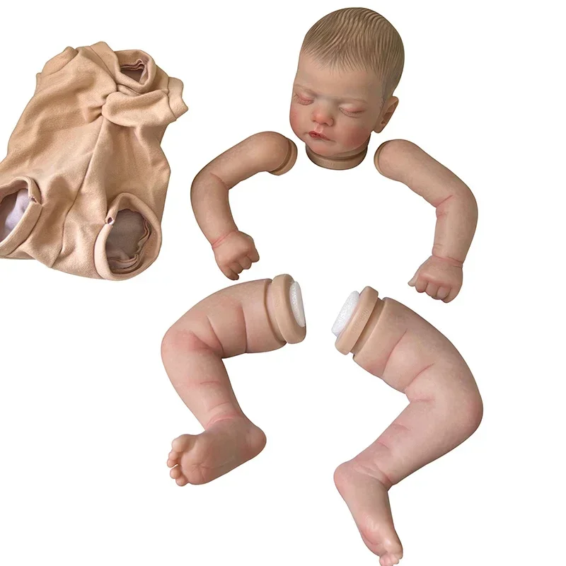 18Inch Already Painted Reborn Doll Kit Popular Sam Newborn Sleeping Doll 3D Painted Skin with Visible Veins Painted Hair