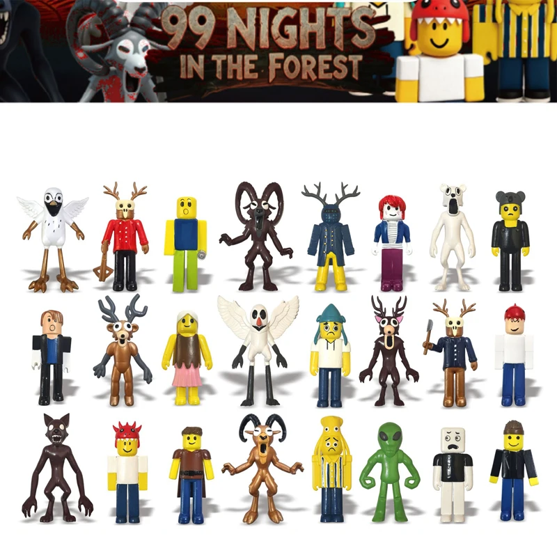99 ليال في الغابة أرقام لعب للأطفال 99 ليال في الغابة تمثال الرعب الغزلان البومة الماعز الذئب بولي كلوريد الفينيل نموذج لعبة حلية