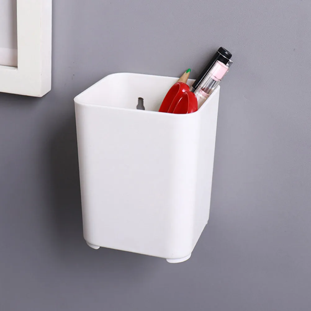 3Pcs Wall Mount Pen Holder Wall Mounted Stationery Organizer Pen Storage Box for Desk Office Bathroom Makeup Brush Holder Simple
