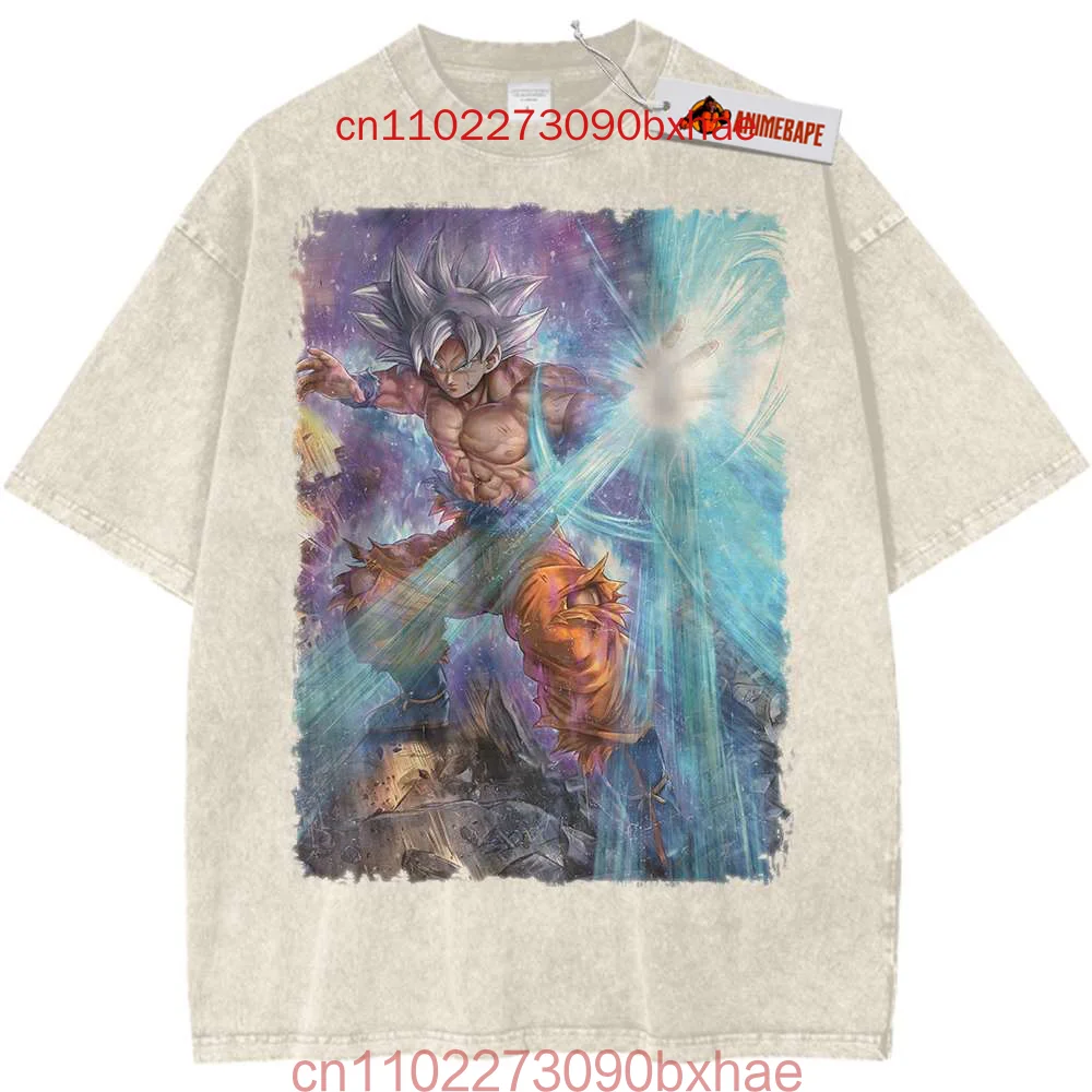 

Dragon Ball Z Son Goku Men Washed T-Shirt Anime Graphic Hip Hop Streetwear Oversized T Shirt Summer Short Sleeve Cotton Tshirt