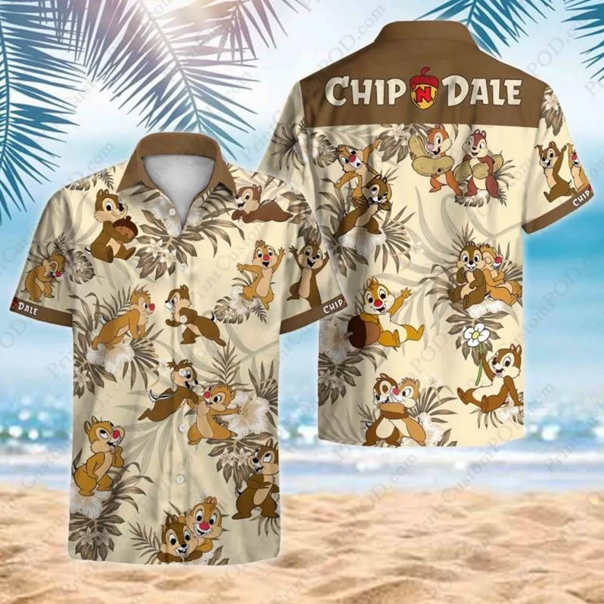 Chip and Dale Tropical Hawaiian Fashion Summer Short Sleeve Men Shirt Disney Chip N Dale Hawaiian Shirt Beach Button Down Shirt