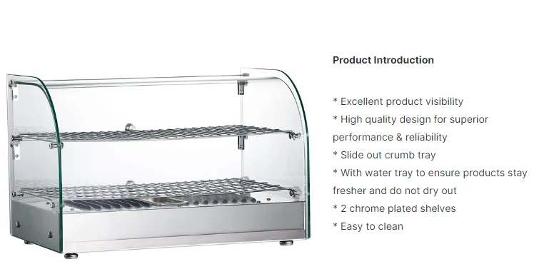 45L New Design Table Top Transparent Food Warmer Display Showcase