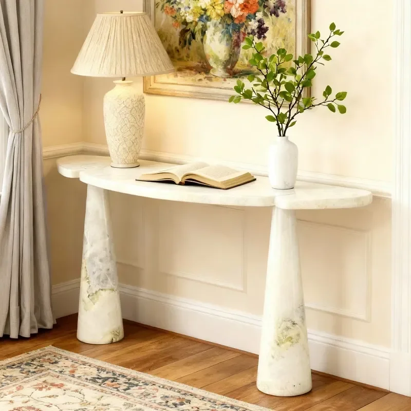 SW STONE Natural Ming Green Marble Console Table Green Entry Hallway Table Polished Modern Home Decor Living Room Furniture