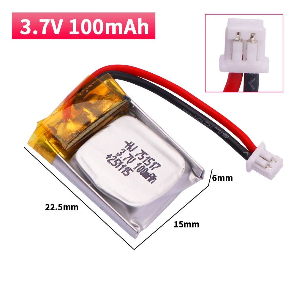 3.7V 751517 100mah Lipo Battery FQ777-124 for Hubsan Q4 H111 for Wltoys V272 V282 V292 Rc Quadcopter Drone Battery Spare Parts