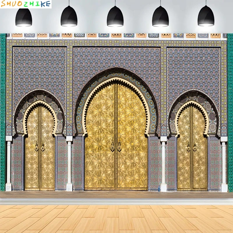 عيد الفطر التوضيح مع مسجد فانوس خلفيات للتصوير الفوتوغرافي الإسلامية الأضحى العربية قصر استوديو الصور خلفية MO-02