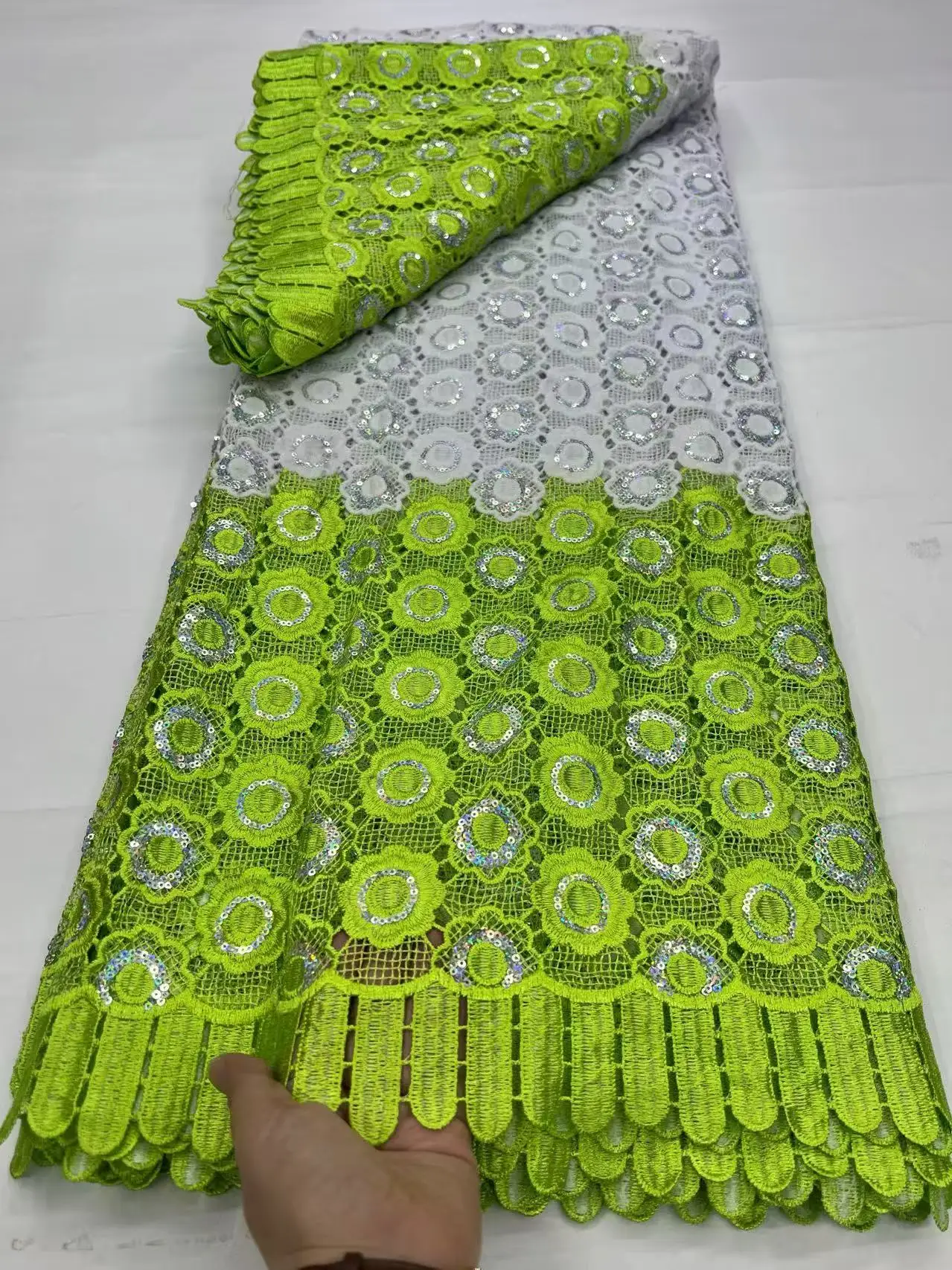 

African Guipure Cord Lace Fabric 2025 High Quality 5 Yards Nigerian Water Soluble Lace Fabric For Women Wedding Party Dresses