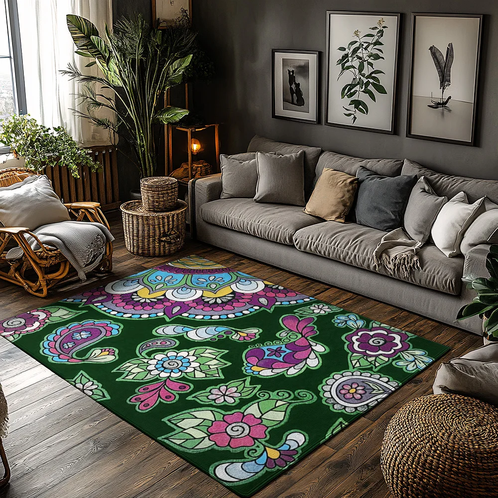 

Винтажный персидский коврик, нескользящий моющийся напольный коврик, декор для гостиной, богемный ковер, домашний акцент, домашний коврик для входа на открытом воздухе