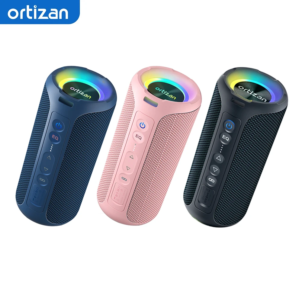 Ortizan Tragbarer Bluetooth-Lautsprecher, 40W Kraftvoller Klang und Tiefer Bass, IPX7 Wasserdichter Kabelloser Lautsprecher mit Farbigen Lichtern, TF/AUX-Eingang