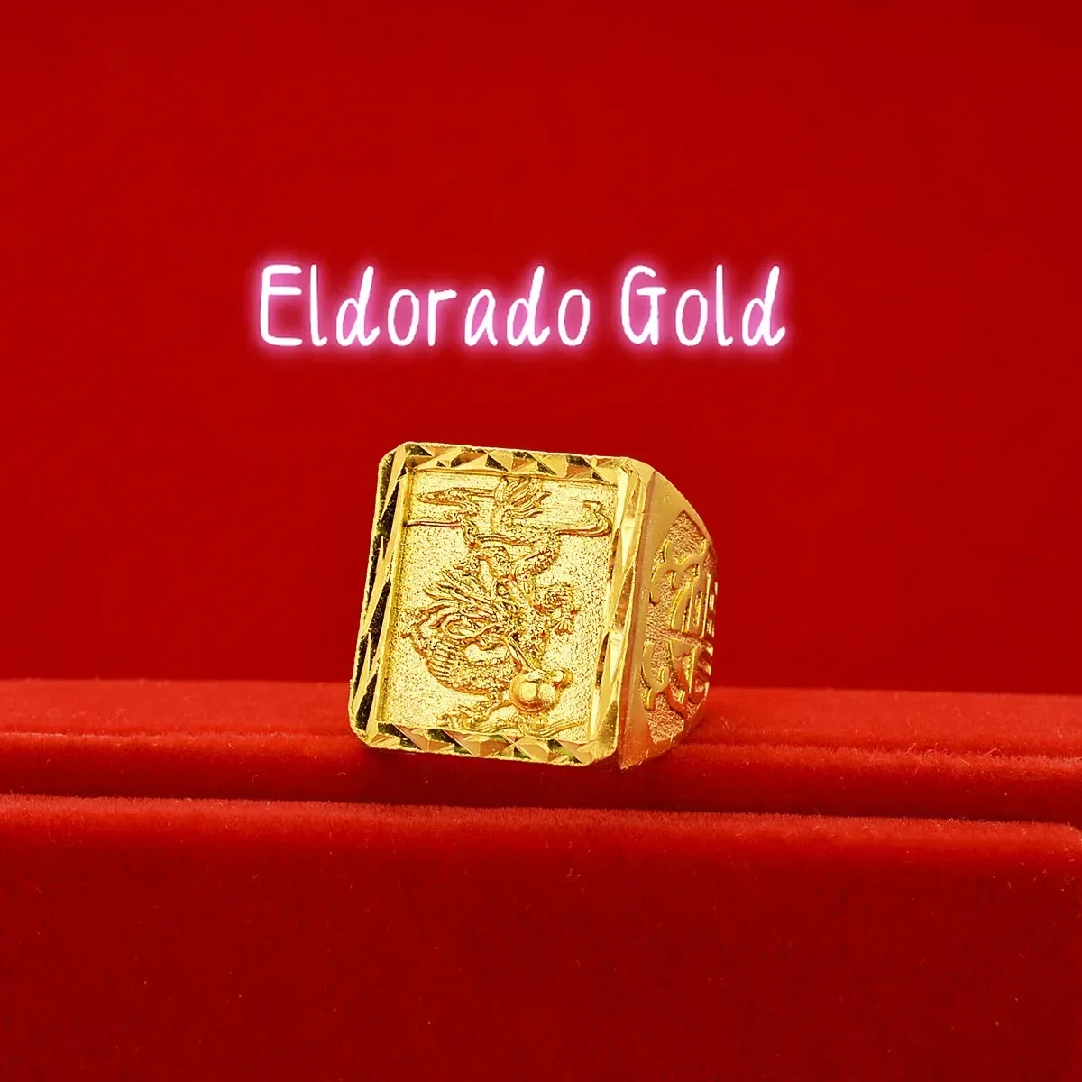 Eldorado Gold  2025 High-quality AU999 gold rings stylish and simple Chinese dragon men's ring 24k gold ring jewelry send lover'