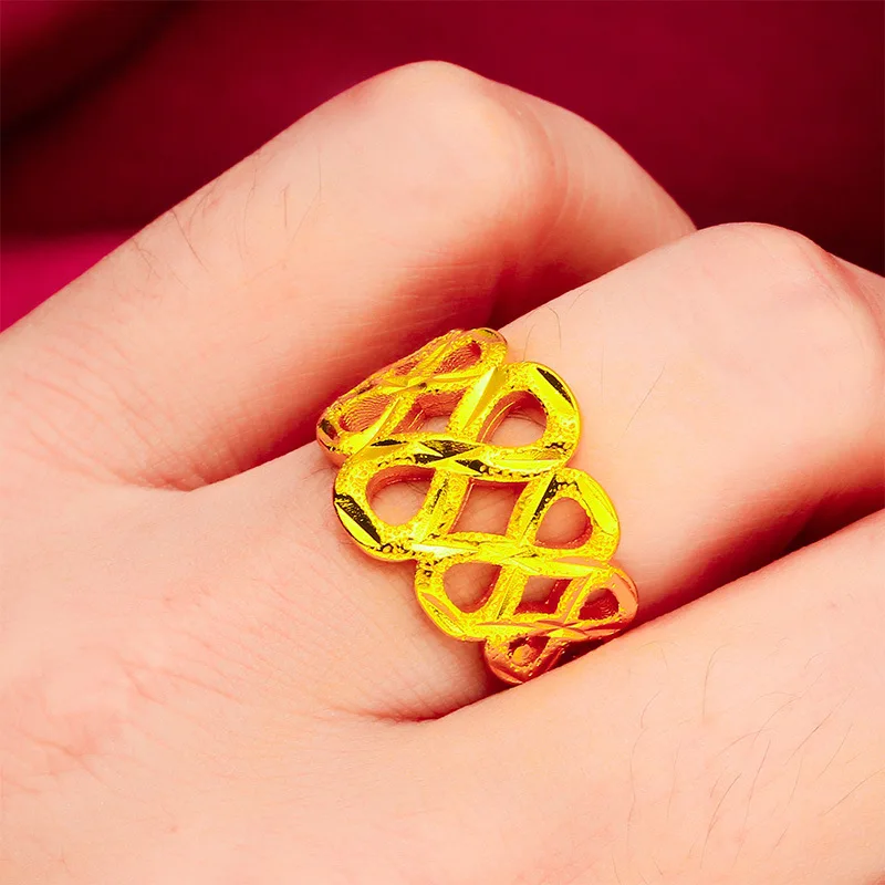 

24K Gold AU999 Open Ring Women's - Hand-polished open design, value-preserving, for holiday gifting & sincerity