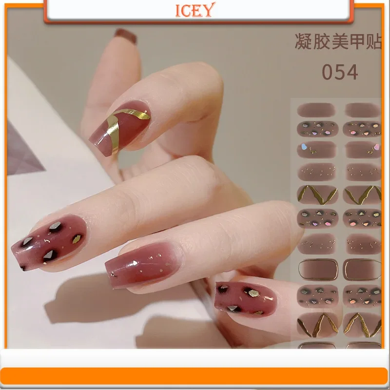 ICEY BEAUTY-Autocollants pour ongles en gel, 1 ensemble, pâte d'amélioration, style ins, dorure laser