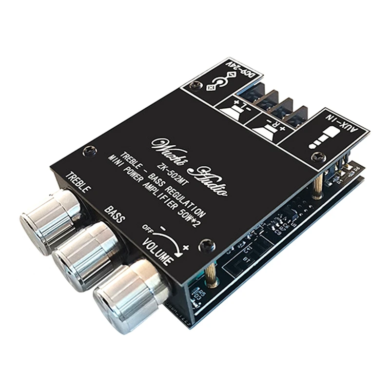 

502MT 2X50W Bluetooth 5.0 Subwoofer Amplifier Board 2.0 Channel High Power Audio Stereo Amplifier Board AUX Bass AMP